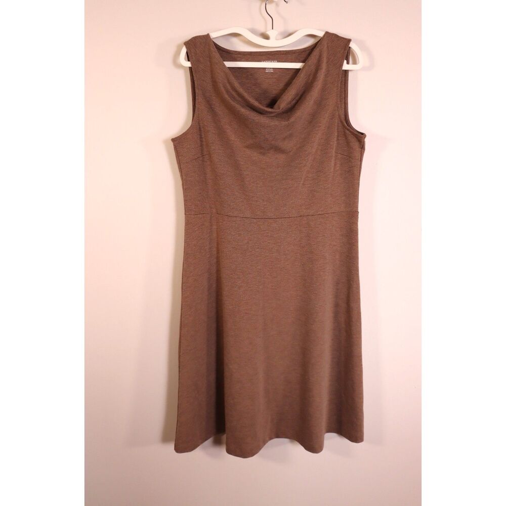 Lands' End Sleeveless A-Line Dress – M 10-12 Brown Ponte Knit